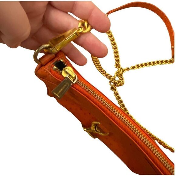 Rebecca Minkoff Mini Mac Orange Ostrich Crossbody Bag Leather - Picture 6 of 7
